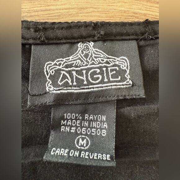 Angie Black Swiss Dot Tiered Mini Dress Size Medium - Picture 7 of 9